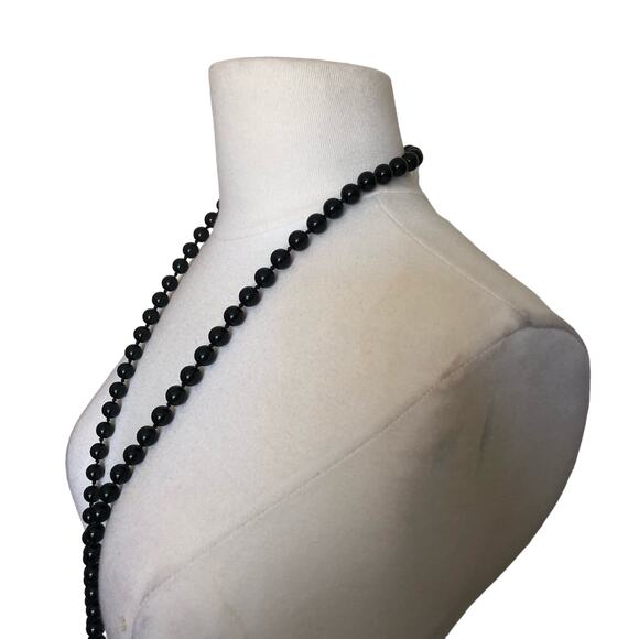 Vintage Amy Taylor Marked Black Beaded Pearly Black Pendant Necklace EUC - Picture 10 of 15